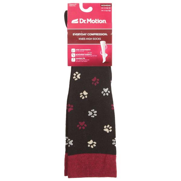 Womens Dr. Motion Paw Prints Compression Knee High Socks - Boscov's