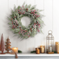 Puleo International Pre-Lit Flocked Wreath Adorned with Pinecones - image 2