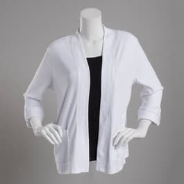 Petite Hasting & Smith 3/4 Sleeve Rib Open Front Cardigan