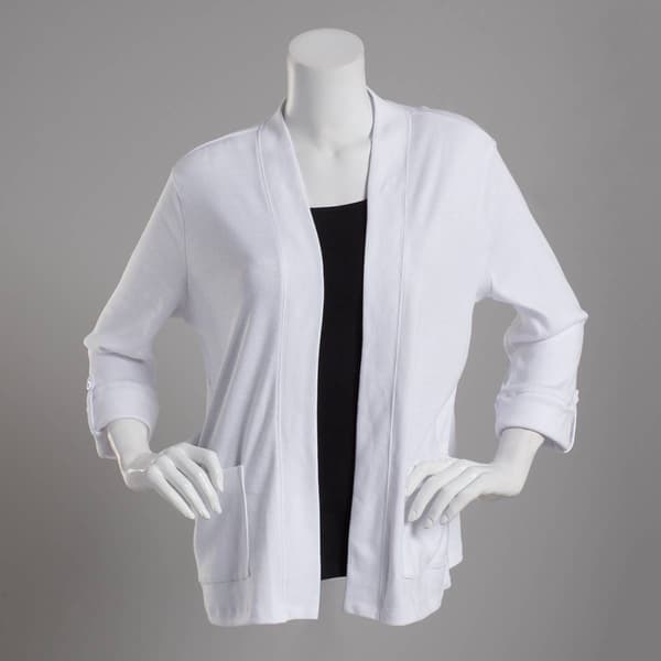 Plus Size Hasting & Smith 3/4 Sleeve Rib Open Front Cardigan - image 