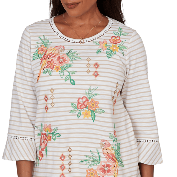Petite Alfred Dunner Resort Living Tropical Stripe Blouse