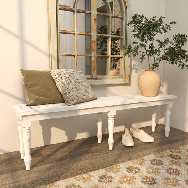 9th & Pike® Farmhouse White Wood Entryway Bench