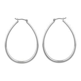 Roman Silver-Tone Large Oval Hoop Earrings