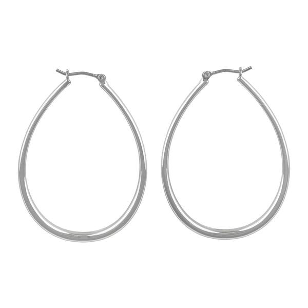Roman Silver-Tone Large Oval Hoop Earrings - image 