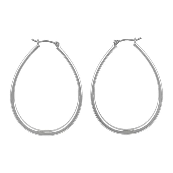 Roman Silver-Tone Large Oval Hoop Earrings - image 