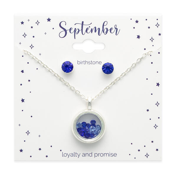 September Mini Birthstone Shaker Necklace & Earring Set