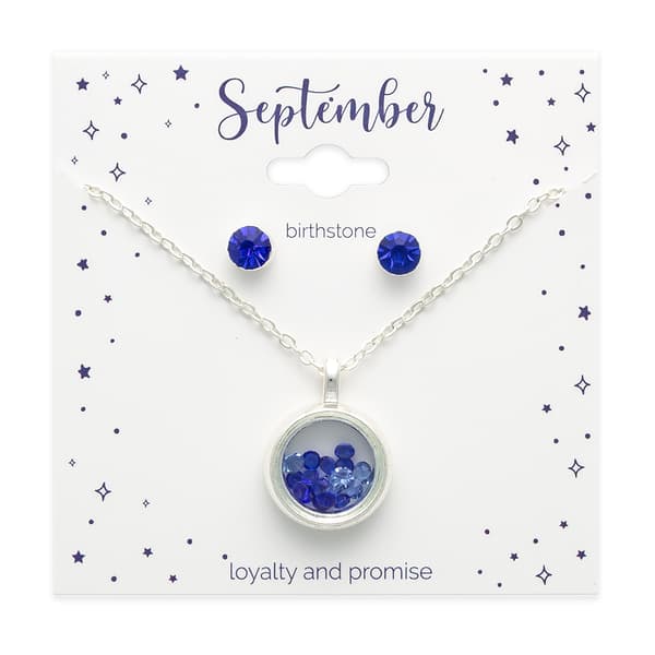 September Mini Birthstone Shaker Necklace & Earring Set