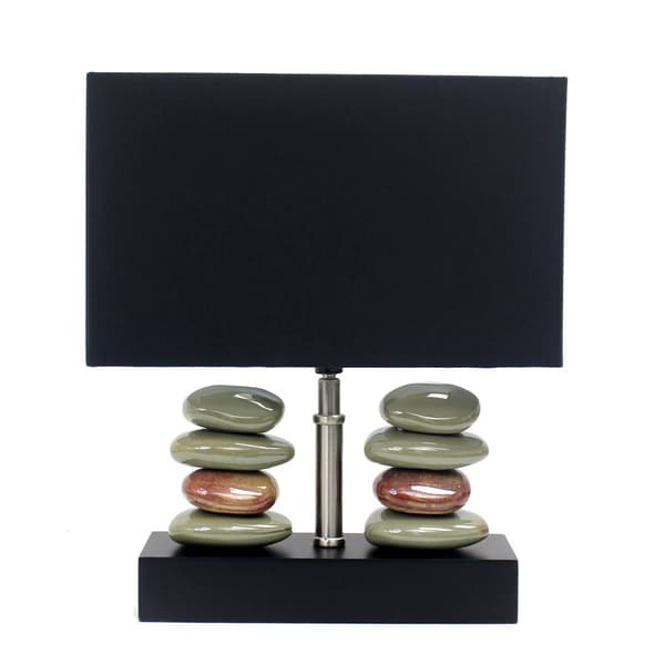 Elegant Designs Dual Stacked Stone Black Shade Ceramic Table Lamp