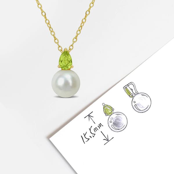 Gemstone Classics™ Freshwater Pearl & Peridot Pendant