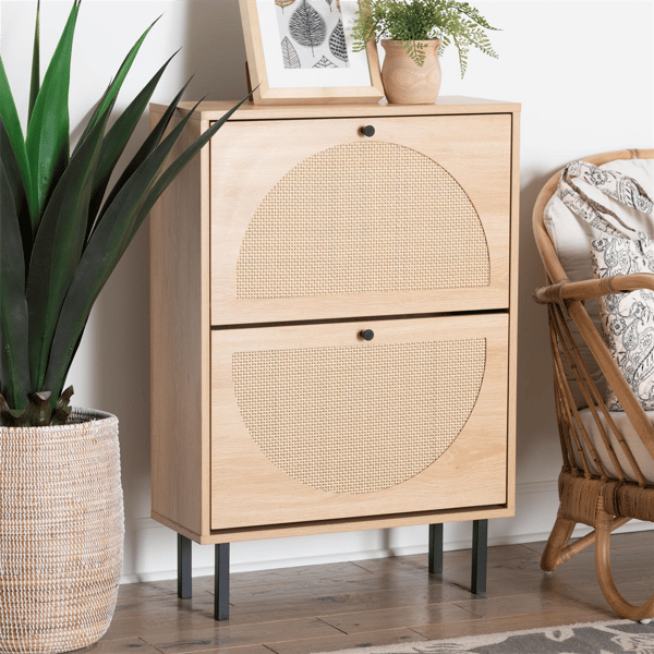 Baxton Studio Remus 12-Pair Wood Shoe Cabinet