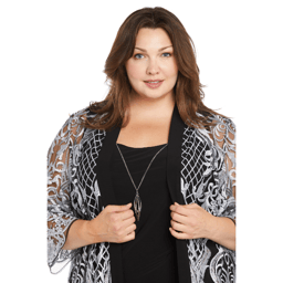 Plus Size R&M Richards Sequin Embroidered Damask Pant Set