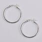 Sterling Silver 2x25mm Diamond Cut Hoop Earrings - image 1