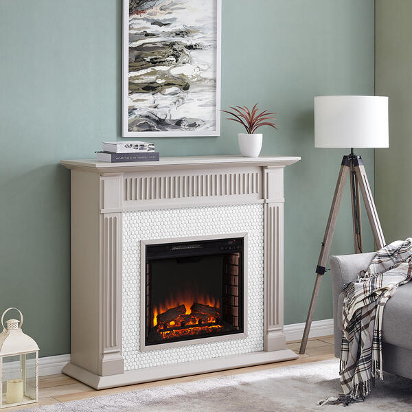 Southern Enterprises Chessing Penny-Tiled Fireplace - image 