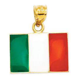 Unisex Gold Classics&#40;tm&#41; 14kt. Enameled Italy Flag Pendant