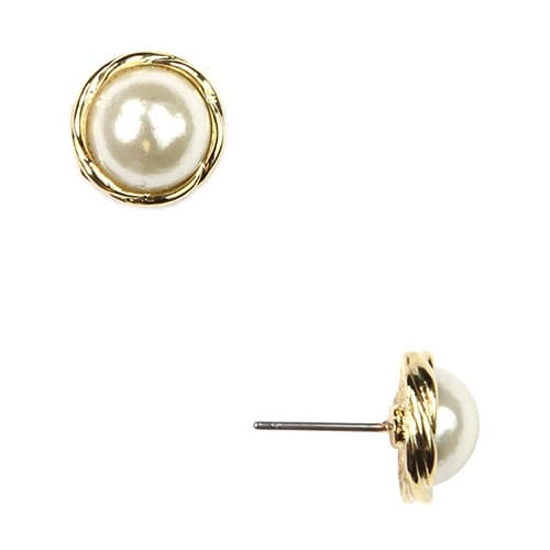Anne Klein Gold-Tone Faux Pearl Stud Earrings - image 