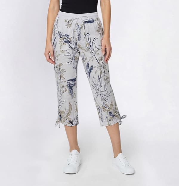 Womens Dash Drawstring Waistband with Side Tie Hem Capris - image 