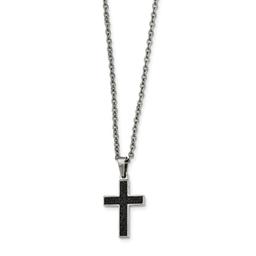 Mens Gentlemen's Classics(tm) Textured Black Plated Cross Necklace