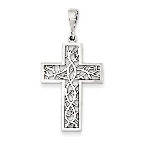 Gold Classics&#40;tm&#41; White Gold Thorn Cross Necklace - image 