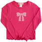 Girls &#40;7-12&#41; Dream Girl Long Sleeve Rhinestone Bow Baby Tee - image 1