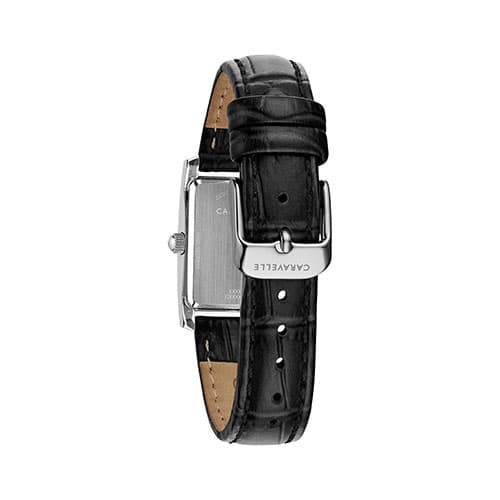 Womens Caravelle Rectangular Leather Strap Watch - 43L202