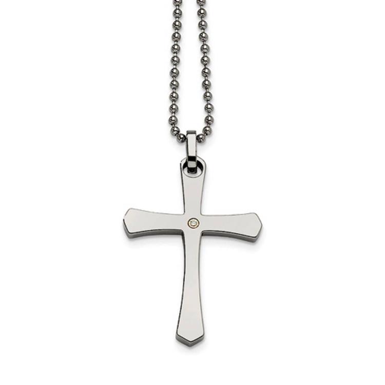 Mens Gentlemen's Classics(tm) 14kt. Accent & Diamond Cross Necklace