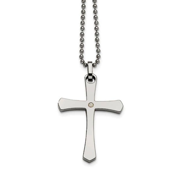 Mens Gentlemen's Classics&#40;tm&#41; 14kt. Accent & Diamond Cross Necklace - image 