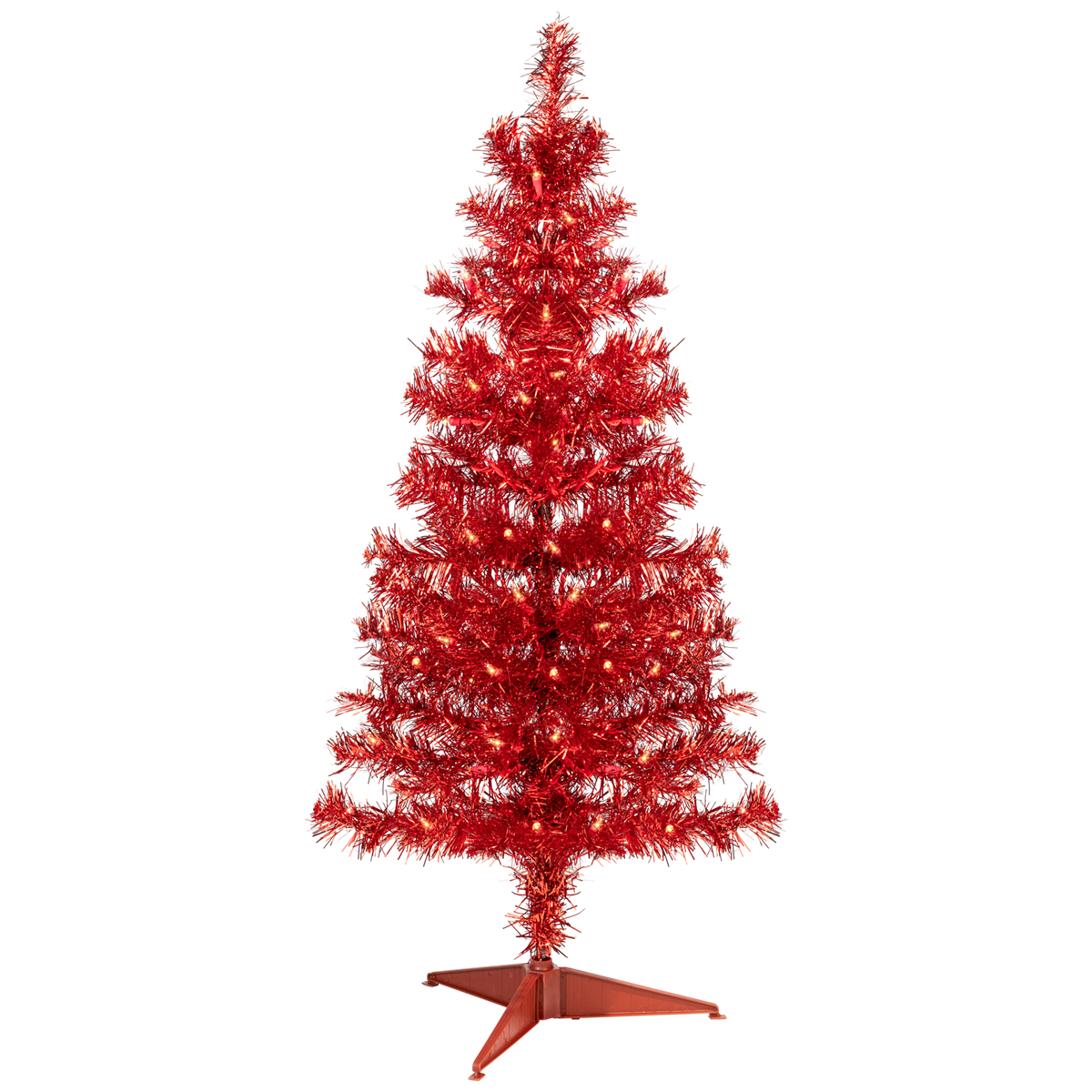 Northlight 3ft. Pre-Lit Red Artificial Tinsel Christmas Tree