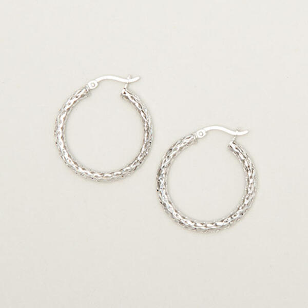 Sterling Silver Mesh Hoop Earrings - image 