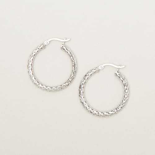 Sterling Silver Mesh Hoop Earrings - image 