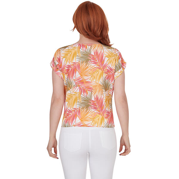 Plus Size Hearts of Palm A Touch of Tropical V-Neck Palm Leaf Top