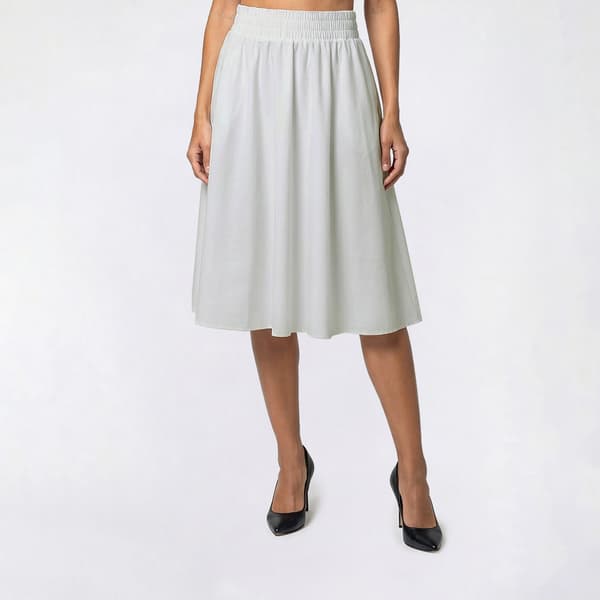 Womens Nicole Miller Elastic Waist Poplin Midi Skirt - image 