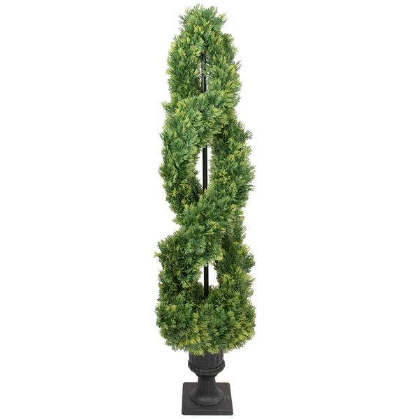 Northlight Seasonal 4.5ft. Artificial Cedar Spiral Topiary Tree - image 
