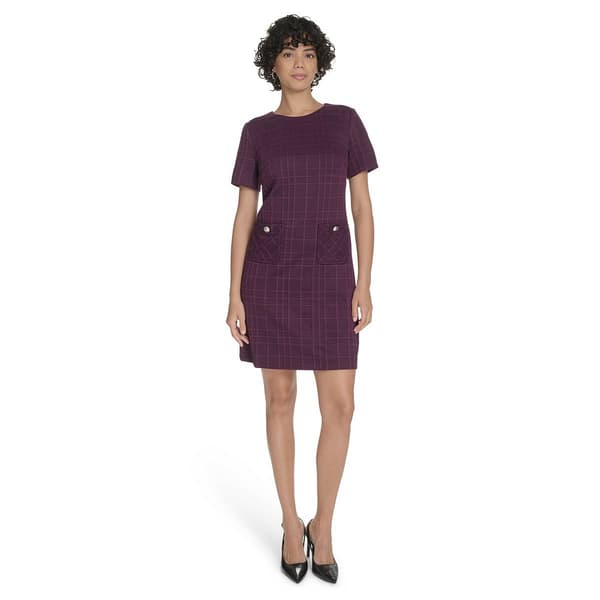 Womens Tommy Hilfiger Short Sleeve Knit Texture Dress with Pocket