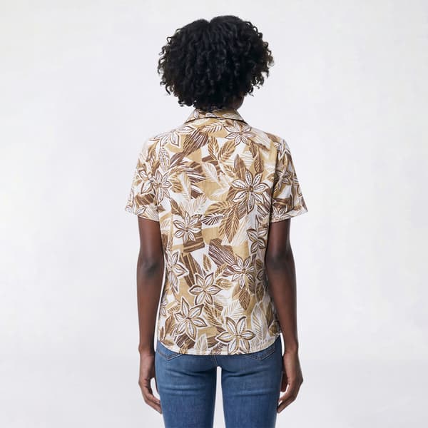 Petite Emily Daniels Jacquard Tropical Floral Blouse