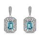 Haus of Brilliance Blue Topaz Diamond Halo Dangle Earrings - image 1