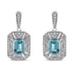 Haus of Brilliance Blue Topaz Diamond Halo Dangle Earrings - image 1