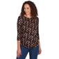 Petite Emaline Key Items 3/4 Sleeve Floral Boat Neck Tee - image 1