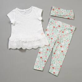 Toddler Girl Tahari 2pc. Lace Trim Top & Floral Leggings Set