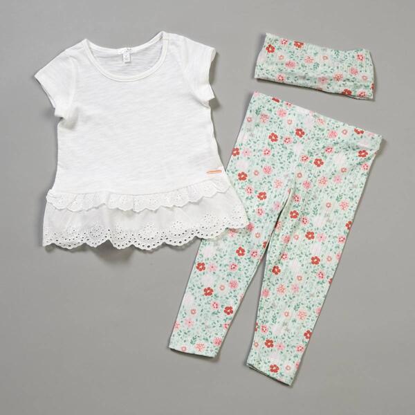 Toddler Girl Tahari 2pc. Lace Trim Top & Floral Leggings Set - image 