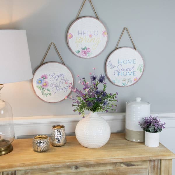 Northlight Seasonal Spring Floral Hanging Wall Signs - Set of 3