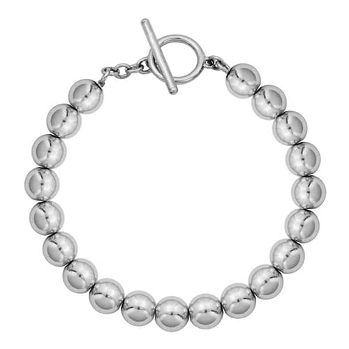 Sterling Silver Beaded Toggle Bracelet - image 
