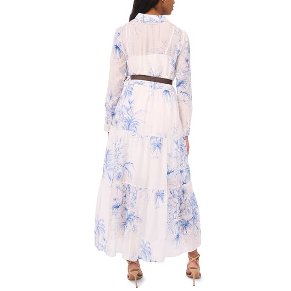 Womens MSK Long Sleeve Leaf Belted Maxi Shirtdress