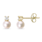 Brilliant Grown 18kt Gold-Plated Lab-Grown Diamond Pearl Earrings - image 2