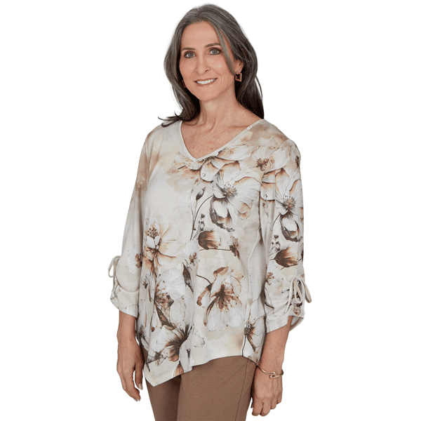 Womens Alfred Dunner Regent Street Tie Sleeve Floral Blouse