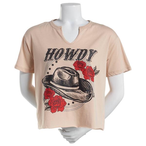 Juniors No Comment Rodeo Glam Notch Neck Relaxed Graphic Tee - image 