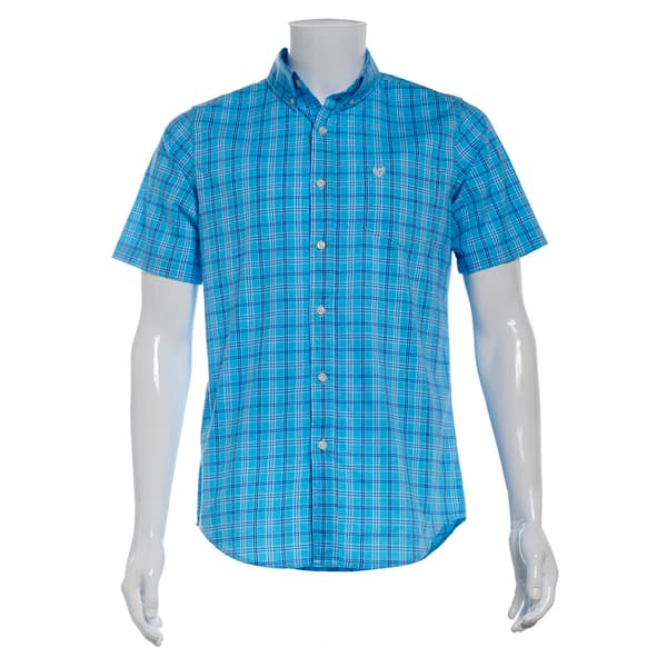 Mens Chaps Short Sleeve Stretch Button Down Shirt - Splash Away - image 