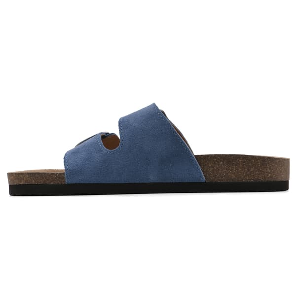Womens White Mountain Helga Suede Footbed Slide Sandals