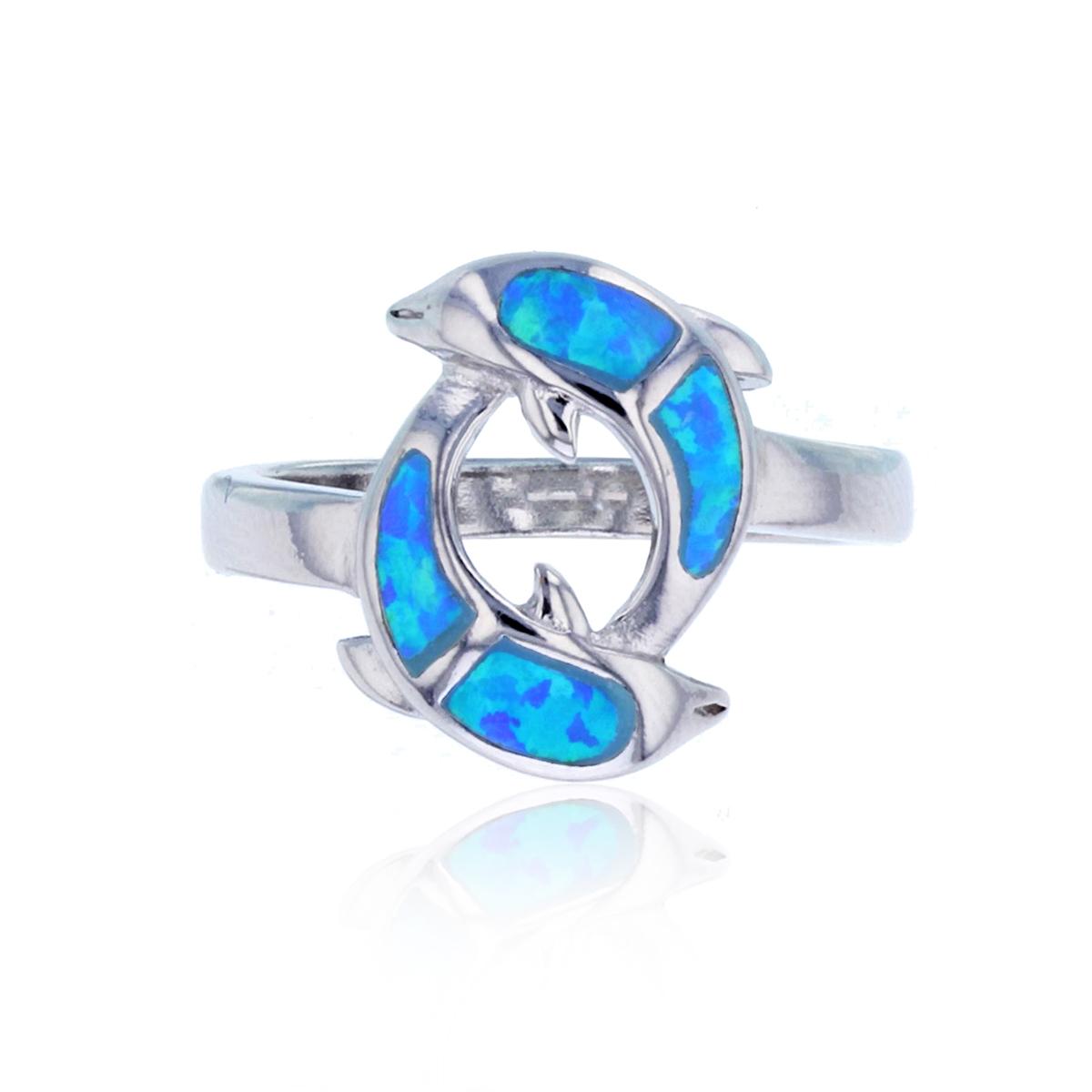 Gemstone Classics™ Created Opal Swimming Dolphin Ring