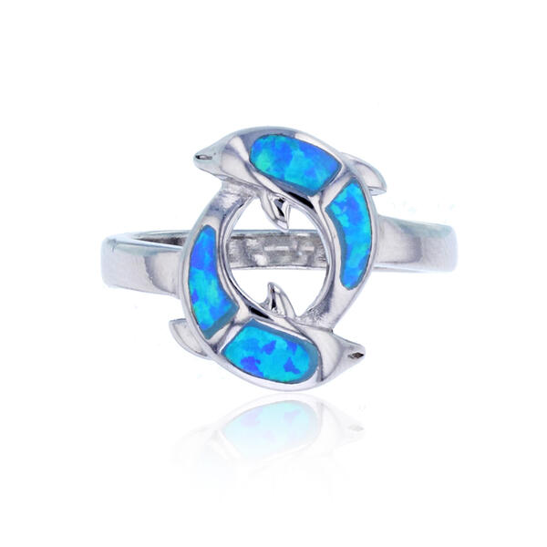 Gemstone Classics&#40;tm&#41; Created Opal Swimming Dolphin Ring - image 