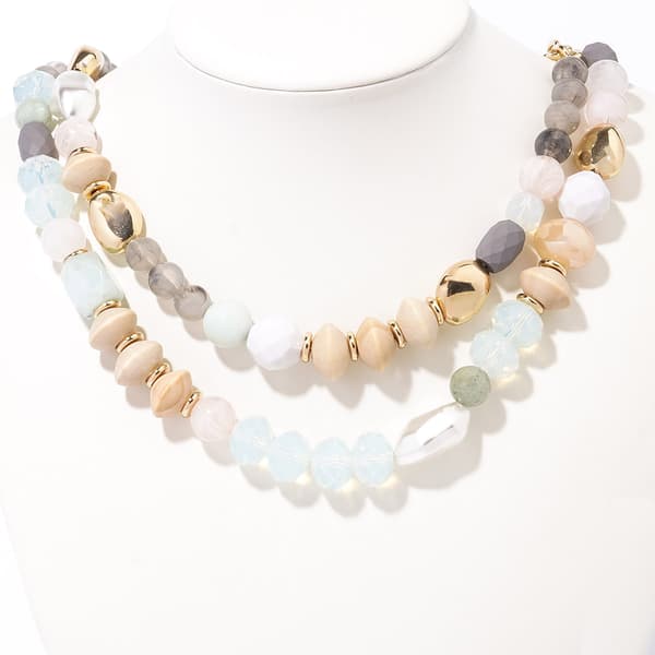 Ashley Cooper(tm) 2 Row Gold-Tone Pastel Bead Short Necklace - image 